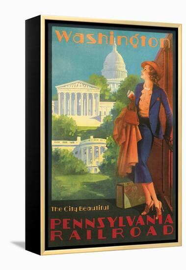 Washington, DC Travel Poster-null-Framed Stretched Canvas