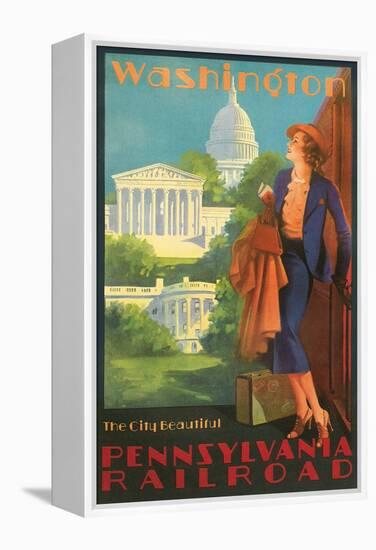 Washington, DC Travel Poster-null-Framed Stretched Canvas