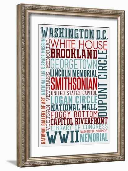 Washington DC - Typography-Lantern Press-Framed Art Print