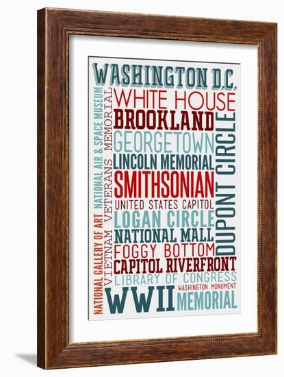 Washington DC - Typography-Lantern Press-Framed Art Print