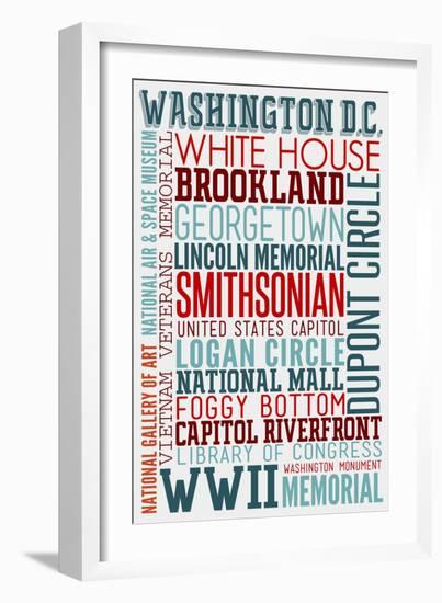 Washington DC - Typography-Lantern Press-Framed Art Print