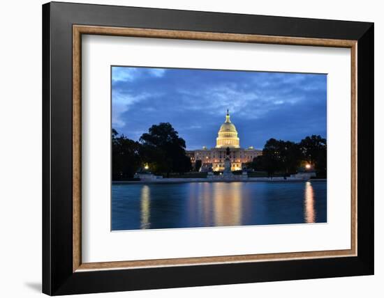 Washington Dc, US Capitol Building in a Cloudy Sunrise with Mirror Reflection-Orhan-Framed Photographic Print