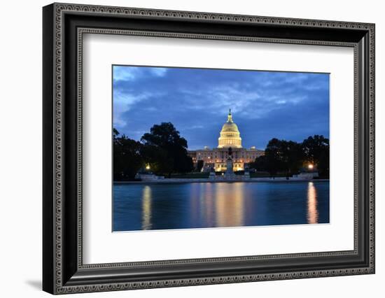 Washington Dc, US Capitol Building in a Cloudy Sunrise with Mirror Reflection-Orhan-Framed Photographic Print