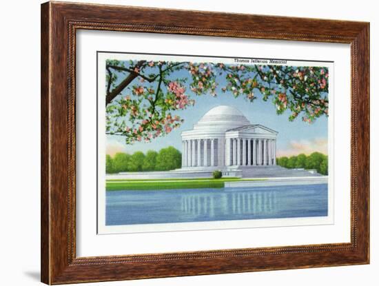 Washington, DC, View of the Thomas Jefferson Memorial, Cherry Trees-Lantern Press-Framed Art Print