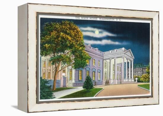 Washington DC, View of the White House Side at Night-Lantern Press-Framed Stretched Canvas