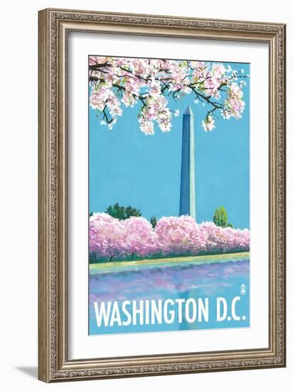 Washington DC, Washington Monument-Lantern Press-Framed Art Print