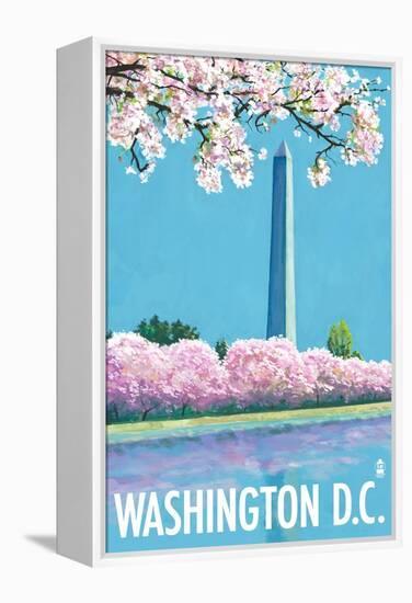 Washington DC, Washington Monument-Lantern Press-Framed Stretched Canvas