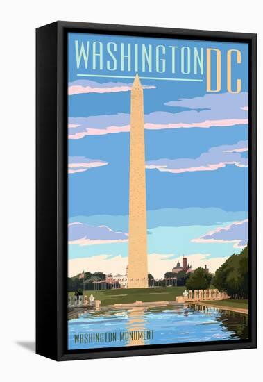 Washington, DC - Washington Monument-Lantern Press-Framed Stretched Canvas