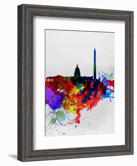 Washington DC Watercolor Skyline 1-NaxArt-Framed Art Print