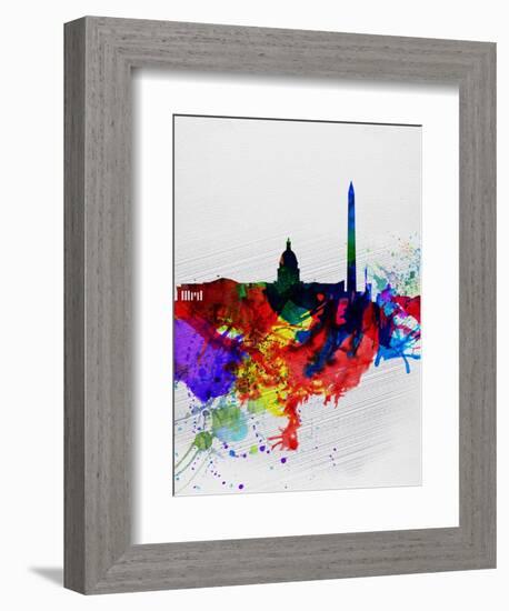 Washington DC Watercolor Skyline 1-NaxArt-Framed Art Print