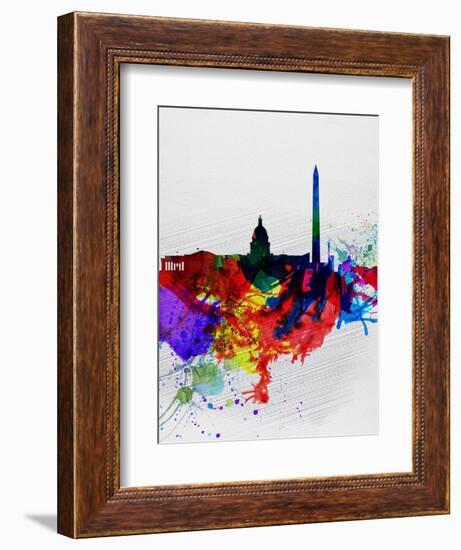 Washington DC Watercolor Skyline 1-NaxArt-Framed Art Print