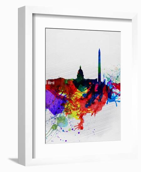 Washington DC Watercolor Skyline 1-NaxArt-Framed Art Print