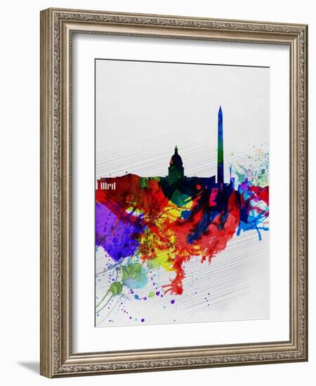 Washington DC Watercolor Skyline 1-NaxArt-Framed Art Print