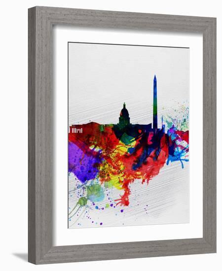 Washington DC Watercolor Skyline 1-NaxArt-Framed Art Print