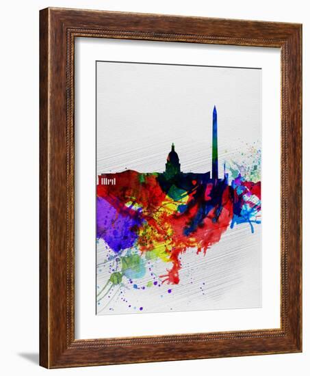 Washington DC Watercolor Skyline 1-NaxArt-Framed Art Print