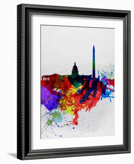 Washington DC Watercolor Skyline 1-NaxArt-Framed Art Print