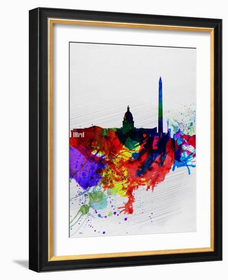 Washington DC Watercolor Skyline 1-NaxArt-Framed Art Print