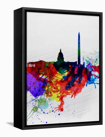 Washington DC Watercolor Skyline 1-NaxArt-Framed Stretched Canvas