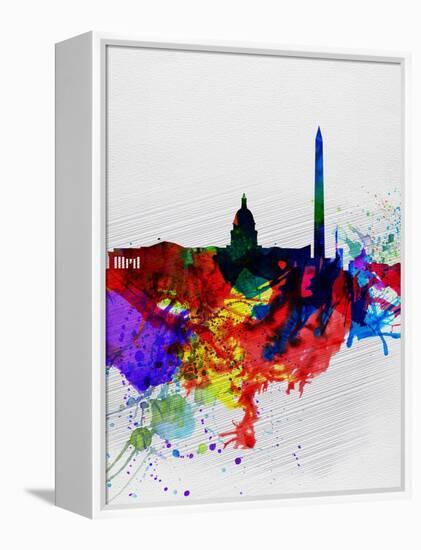 Washington DC Watercolor Skyline 1-NaxArt-Framed Stretched Canvas