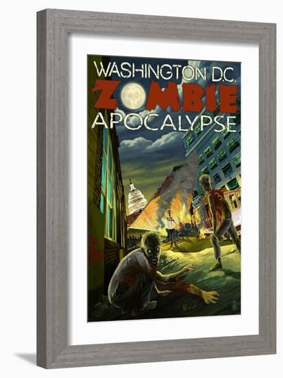 Washington, DC - Zombie Apocalypse-Lantern Press-Framed Art Print