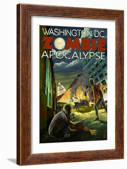 Washington, DC - Zombie Apocalypse-Lantern Press-Framed Art Print