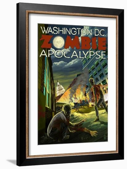 Washington, DC - Zombie Apocalypse-Lantern Press-Framed Art Print