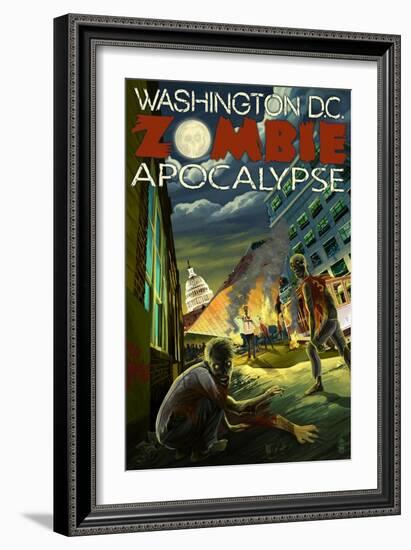 Washington, DC - Zombie Apocalypse-Lantern Press-Framed Art Print