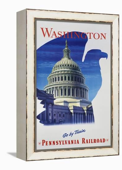 Washington - Go by Train - Pennsylvania Railroad Travel Poster-null-Framed Premier Image Canvas