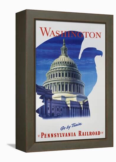 Washington - Go by Train - Pennsylvania Railroad Travel Poster-null-Framed Premier Image Canvas