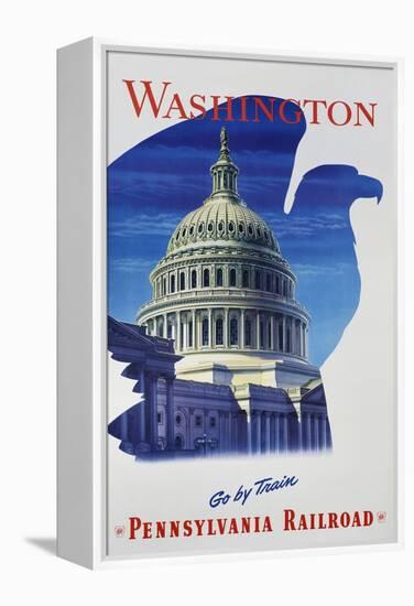 Washington - Go by Train - Pennsylvania Railroad Travel Poster-null-Framed Premier Image Canvas