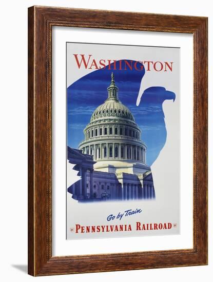 Washington - Go by Train - Pennsylvania Railroad Travel Poster-null-Framed Giclee Print