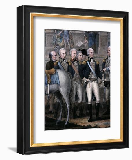 Washington, Hamilton, Rochambeau and General Lincoln, Detail from the British Surrendering-null-Framed Giclee Print