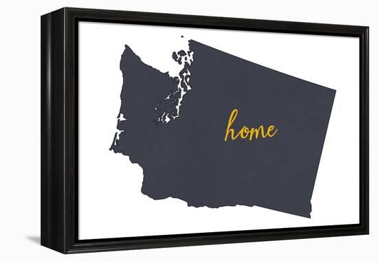 Washington - Home State- Gray on White-Lantern Press-Framed Stretched Canvas