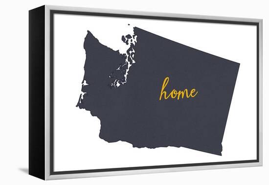 Washington - Home State- Gray on White-Lantern Press-Framed Stretched Canvas