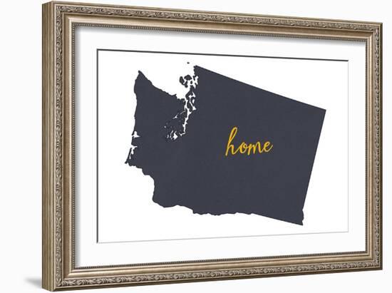 Washington - Home State- Gray on White-Lantern Press-Framed Art Print