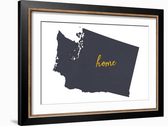 Washington - Home State- Gray on White-Lantern Press-Framed Art Print