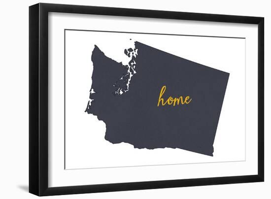 Washington - Home State- Gray on White-Lantern Press-Framed Art Print