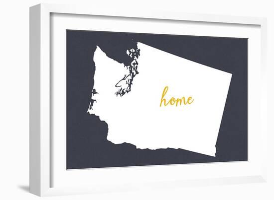 Washington - Home State- White on Gray-Lantern Press-Framed Art Print