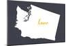 Washington - Home State- White on Gray-Lantern Press-Mounted Art Print