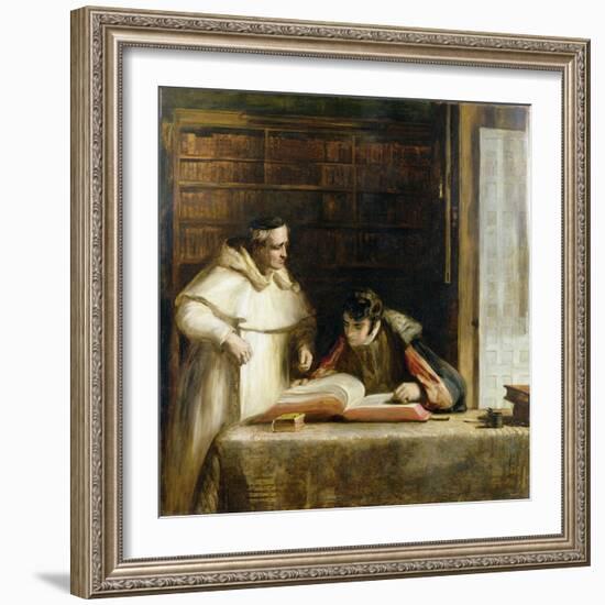 Washington Irving (1783-1859) Researching Columbus in the Convent of Rabida, 1828-29-Sir David Wilkie-Framed Giclee Print