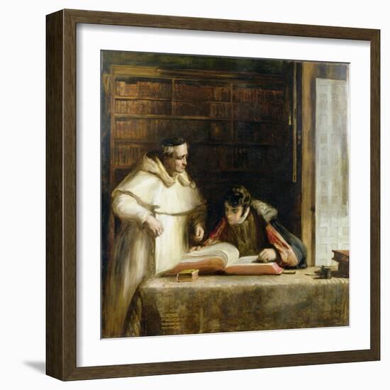 Washington Irving (1783-1859) Researching Columbus in the Convent of Rabida, 1828-29-Sir David Wilkie-Framed Giclee Print