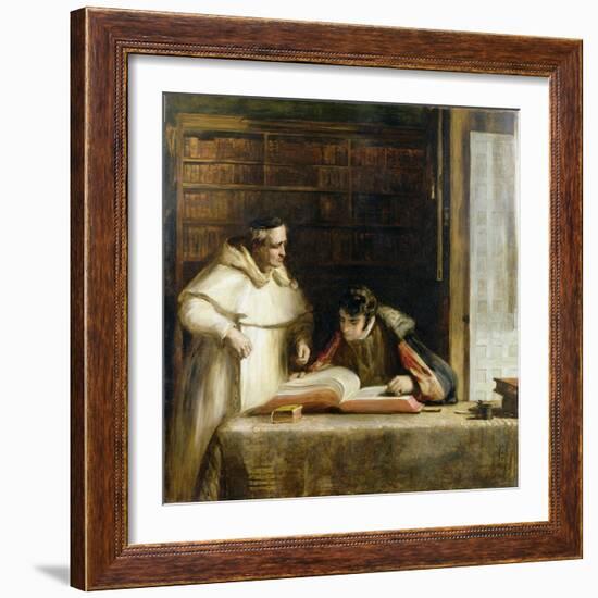 Washington Irving (1783-1859) Researching Columbus in the Convent of Rabida, 1828-29-Sir David Wilkie-Framed Giclee Print