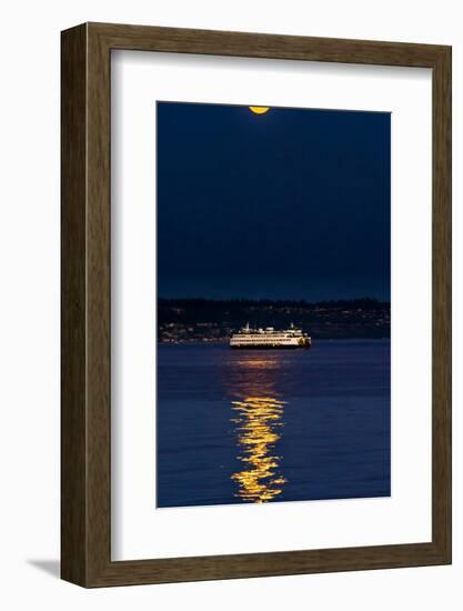 Washington, Kingston. the Super Moon Illuminates the Kingston Ferry-Richard Duval-Framed Photographic Print