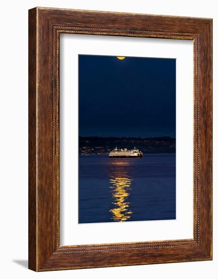 Washington, Kingston. the Super Moon Illuminates the Kingston Ferry-Richard Duval-Framed Photographic Print