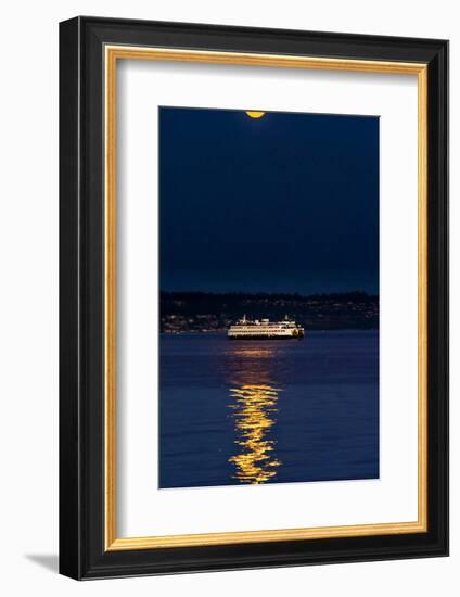 Washington, Kingston. the Super Moon Illuminates the Kingston Ferry-Richard Duval-Framed Photographic Print