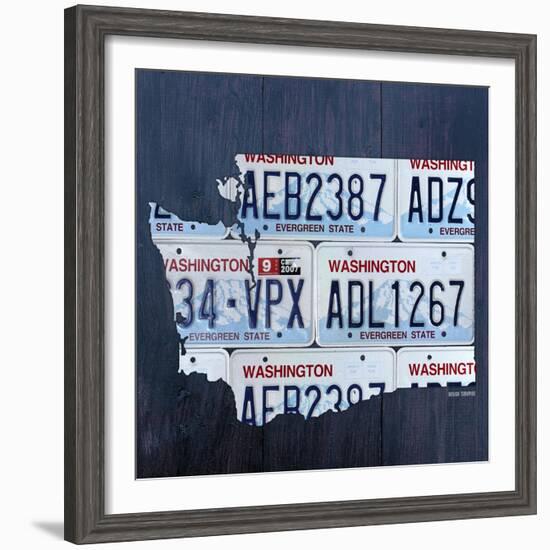 Washington License Plate Map-Design Turnpike-Framed Giclee Print