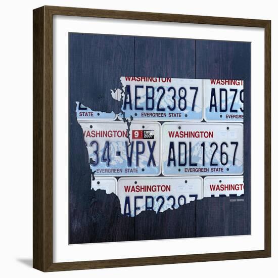 Washington License Plate Map-Design Turnpike-Framed Giclee Print