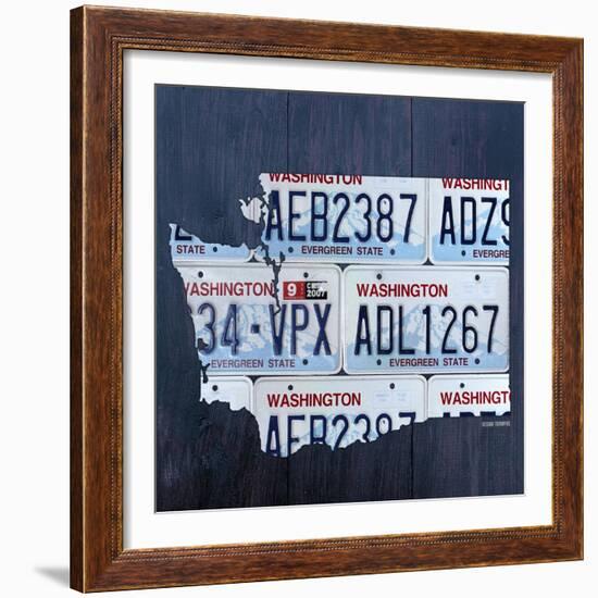 Washington License Plate Map-Design Turnpike-Framed Giclee Print