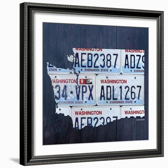 Washington License Plate Map-Design Turnpike-Framed Giclee Print