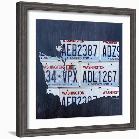 Washington License Plate Map-Design Turnpike-Framed Giclee Print